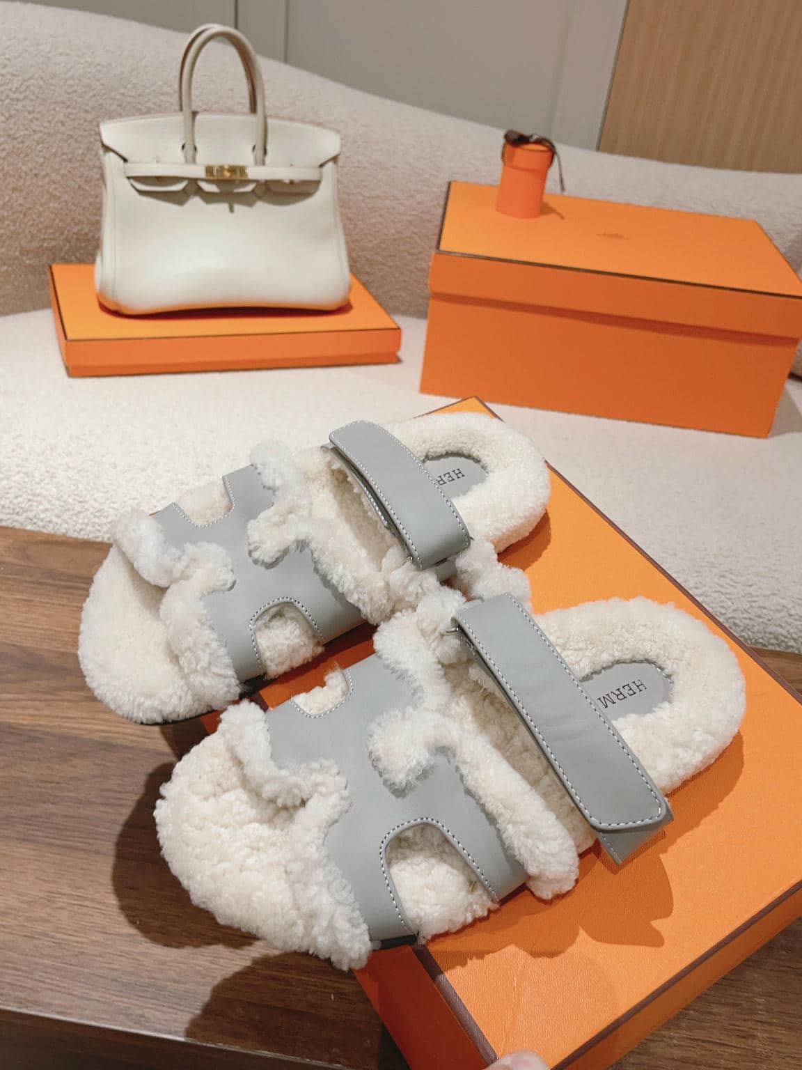 Hermès fur slippers-33